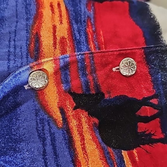 VTG Wrangler Blouse Top Shirt Button Down Longsleeve Horse Sunset Western L - Picture 11 of 16